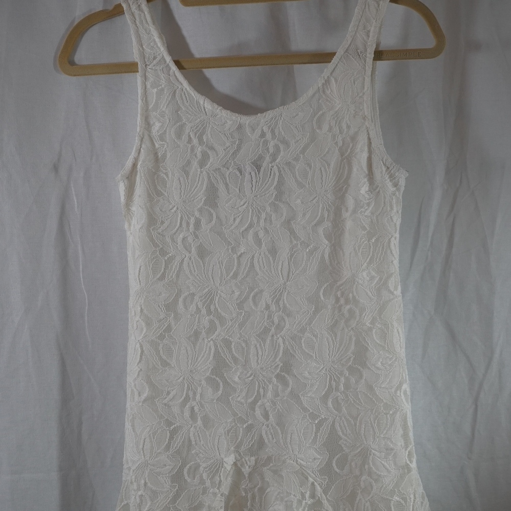 Paper Heart White Mini Dress Lace Sleeveless